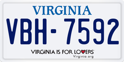 VA license plate VBH7592