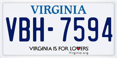 VA license plate VBH7594