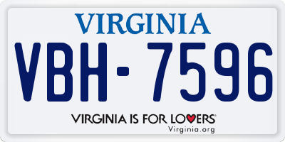 VA license plate VBH7596