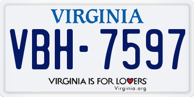 VA license plate VBH7597