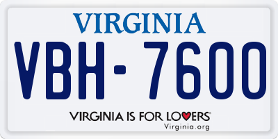VA license plate VBH7600
