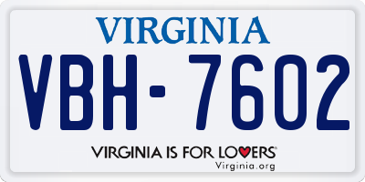 VA license plate VBH7602