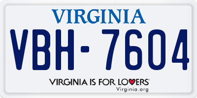 VA license plate VBH7604