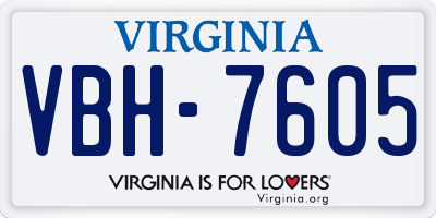 VA license plate VBH7605