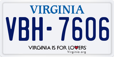 VA license plate VBH7606