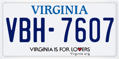 VA license plate VBH7607