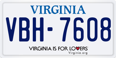 VA license plate VBH7608