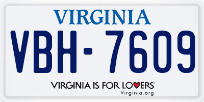 VA license plate VBH7609