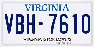 VA license plate VBH7610