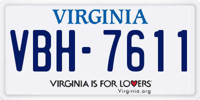 VA license plate VBH7611