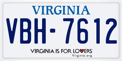 VA license plate VBH7612