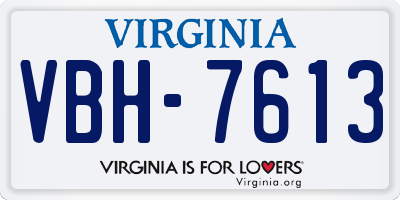 VA license plate VBH7613