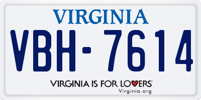 VA license plate VBH7614