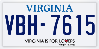 VA license plate VBH7615