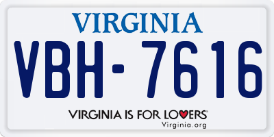 VA license plate VBH7616