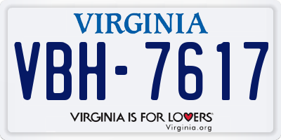 VA license plate VBH7617