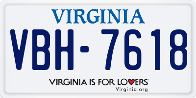 VA license plate VBH7618
