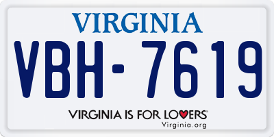 VA license plate VBH7619
