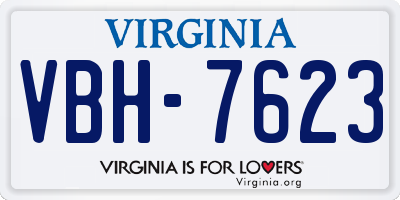 VA license plate VBH7623
