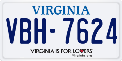 VA license plate VBH7624