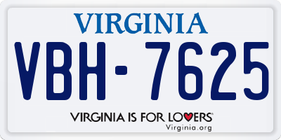 VA license plate VBH7625