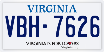 VA license plate VBH7626