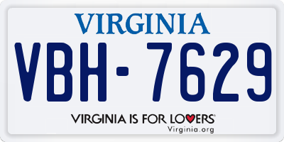 VA license plate VBH7629