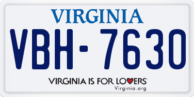 VA license plate VBH7630