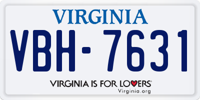 VA license plate VBH7631