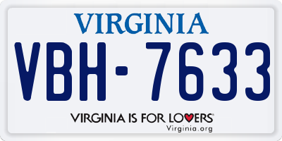 VA license plate VBH7633