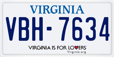 VA license plate VBH7634