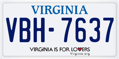 VA license plate VBH7637