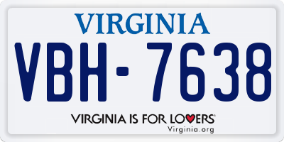 VA license plate VBH7638