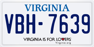 VA license plate VBH7639