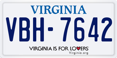 VA license plate VBH7642