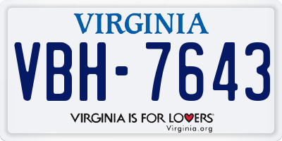 VA license plate VBH7643