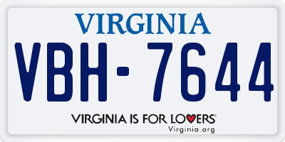 VA license plate VBH7644