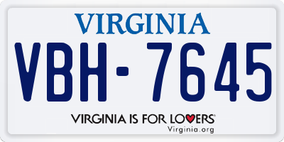 VA license plate VBH7645