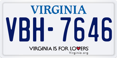 VA license plate VBH7646