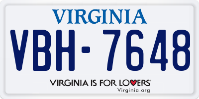 VA license plate VBH7648