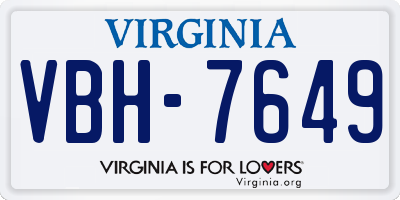 VA license plate VBH7649