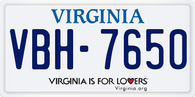 VA license plate VBH7650