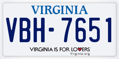 VA license plate VBH7651