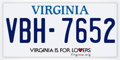 VA license plate VBH7652
