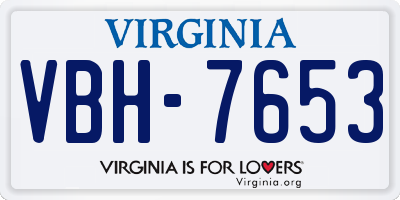 VA license plate VBH7653