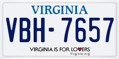 VA license plate VBH7657