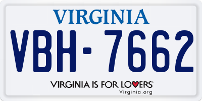 VA license plate VBH7662