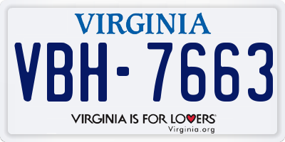 VA license plate VBH7663