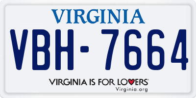 VA license plate VBH7664