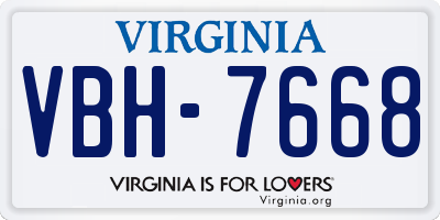VA license plate VBH7668